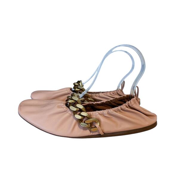 Stella McCartney Falabella Faux Leather Pink Chain Ballet Flats 38.5 - Picture 5 of 10
